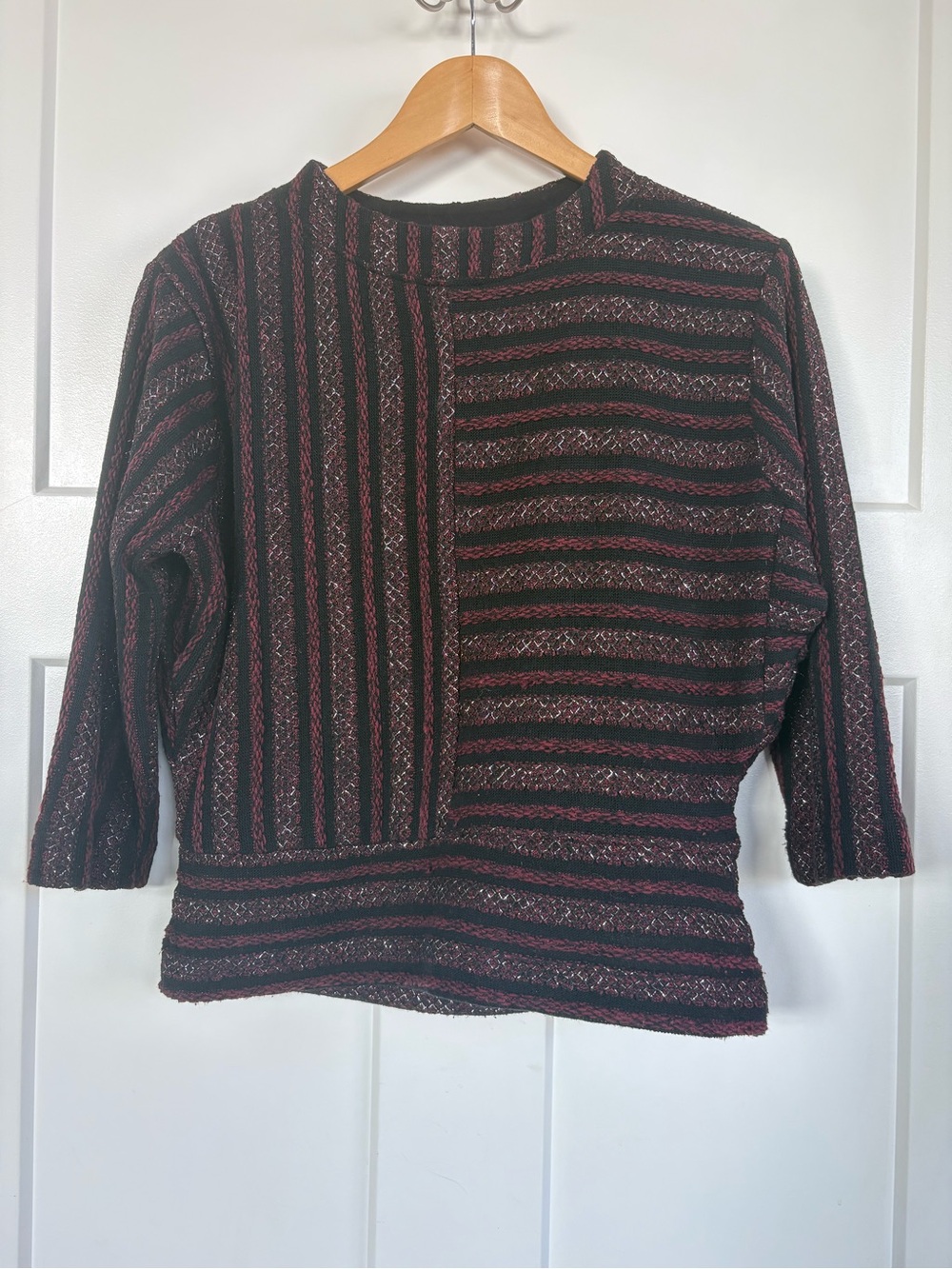 anthropologie Akemi & Kin Celeste Metallic Striped Textured Sweater S: Small